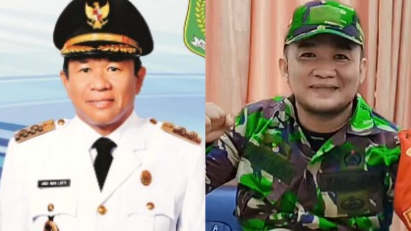 Eks Wakil Bupati Konawe Kepulauan (Konkep) Andi Muhammad Lutfi (kiri) dan Prajurit TNI Kodim 1417 Kendari Aditia Warman (kanan). (Foto: Istimewa)