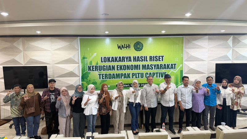 Lokakarya hasil riset kerugian ekonomi masyarakat terdampak Pembangkit Listrik Tenaga Uap (PLTU) captive PT Obsidian Stainless Steel (OSS) yang digelar Walhi Sultra dan Universitas Muhammadiyah (UM) Kendari, pada Jumat (19/6/2026). (Foto: Walhi Sultra)